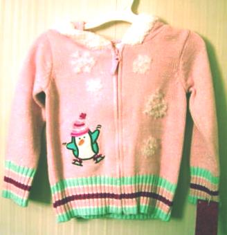 (image for) Girls Zippered Hooded Sweater 18 Months Penguin - Click Image to Close